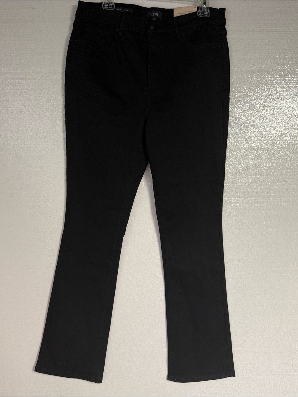 NYDJ Women’s Size 12 Black Slim Bootcut Jeans Lift Tuck Technology Stretch Denim